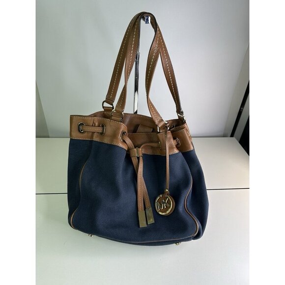 Michael Kors navy large canvas leather tote - Picture 6 of 10